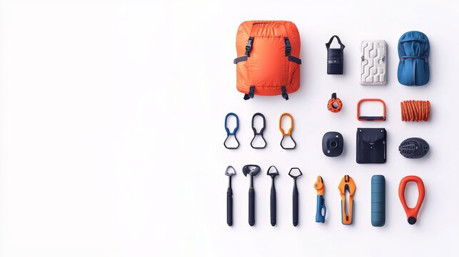 Essential Adventure Equipment for Camping and Climbing - Backpack, Tools, and Gear for Outdoor Enthusiasts
