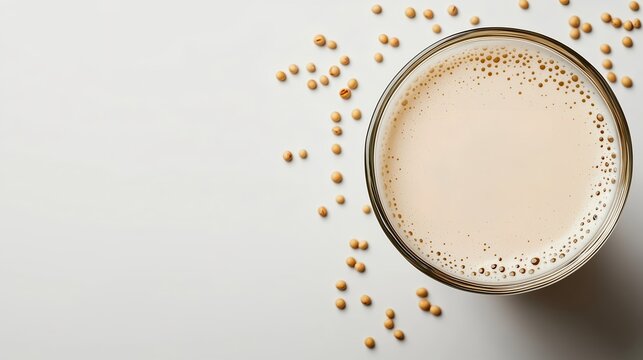 Soy Milk in Glass with Soybeans &ndash; Vegan Dairy Alternative Concept