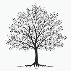 a black and white line drawing of a tree branch