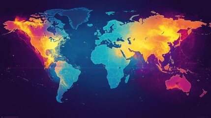 Fototapeta premium World Map with Heatmap