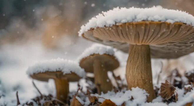 Frozen Flora: The Beauty of Snowy Mushrooms