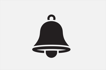 A bold black silhouette of a bell icon.