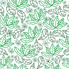 art green flowers and leaves foliage seamless vector pattern. It is good for decoration, tiles, wrapping, textile and arts.