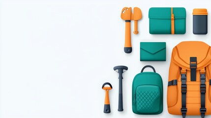 Essential Adventure Equipment for Camping and Climbing - Backpack, Tools, and Gear for Outdoor Enthusiasts