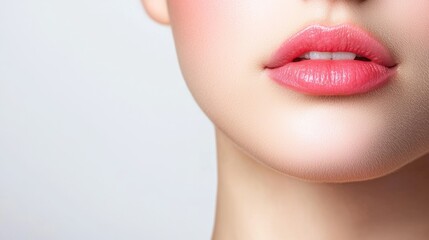 Obraz premium Close-Up of Smooth, Healthy Lips and Skin - Ideal for Skincare and Beauty Concepts