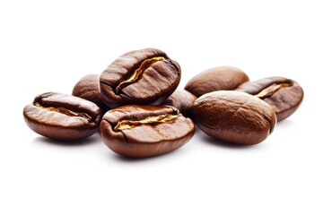 Naklejka premium Fresh Coffee Beans on White Background