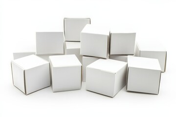Empty White Carton Boxes on Isolated Background