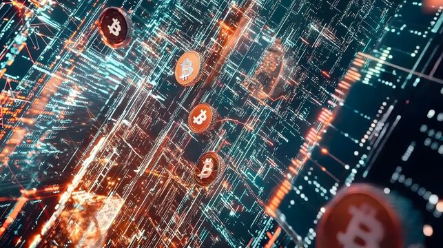 A businessman analyzing cryptocurrency data charts during a tech summit