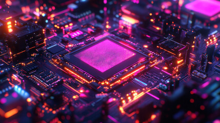 Obraz premium Close-Up of Computer Chip on Circuit Board