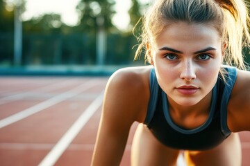 Confident Female Athlete Ready for Running