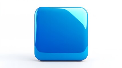 
Blank Mobile application icon, button - blue square with round corners. 3d rendering, white background