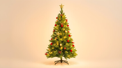 Christmas tree and gift wrapping on white background. Generative AI