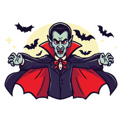 Happy Halloween Day dracula spooky ghost, festival illustration elements for decoration, prints. Cartoon scary evil character