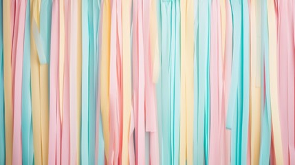 Colorful Streamers and Ribbons Hanging for a Festive Party Celebration Background