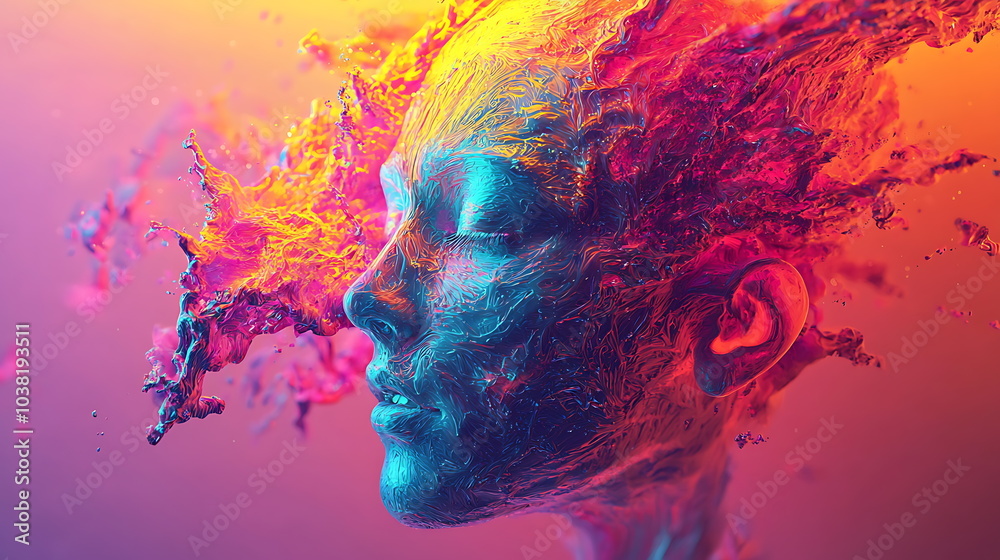 Poster vibrant essence a colorful abstract representation of creativity and emotions captured in fluid dyna