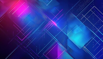A vibrant abstract digital background featuring geometric shapes and colorful gradients, ideal for technology and design themes.