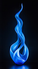 Fluid and dynamic blue flame with dark blue background
