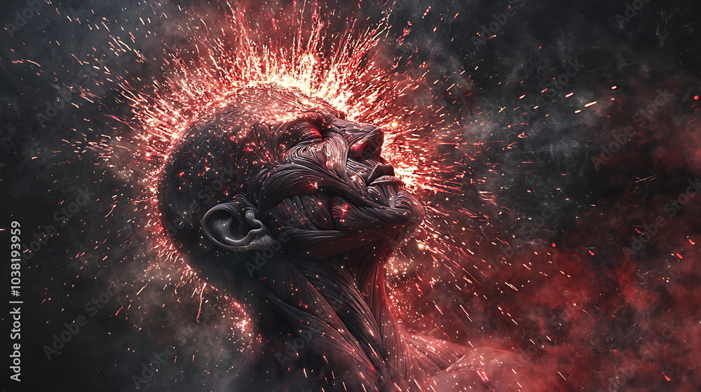 Poster explosive colors erupt from a conceptual human portrait merging emotion and abstract artistry in a s