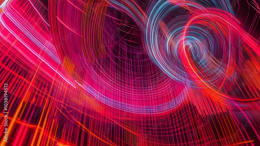 Poster a serene flow of digital coins drifting gently through an abstract world of neon light at a fintech 
