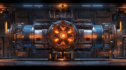 Fototapeta premium Exploring the wonders of a futuristic energy core in a sci-fi environment with advanced technology and design innovations