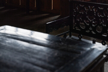 old wooden table and chairs