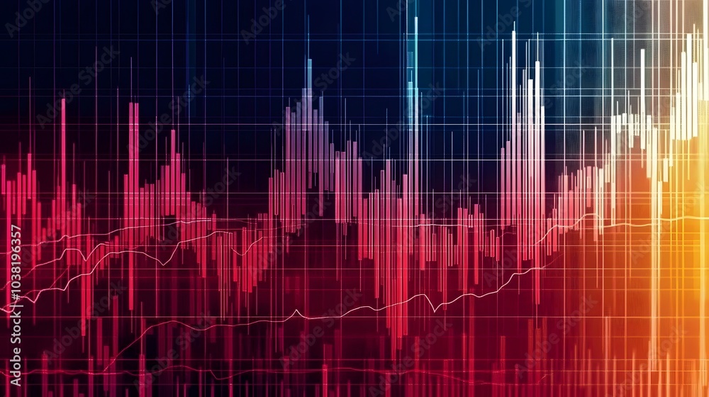 Poster a futuristic, glowing display of cryptocurrency rising trends projected above a trading floor at a n