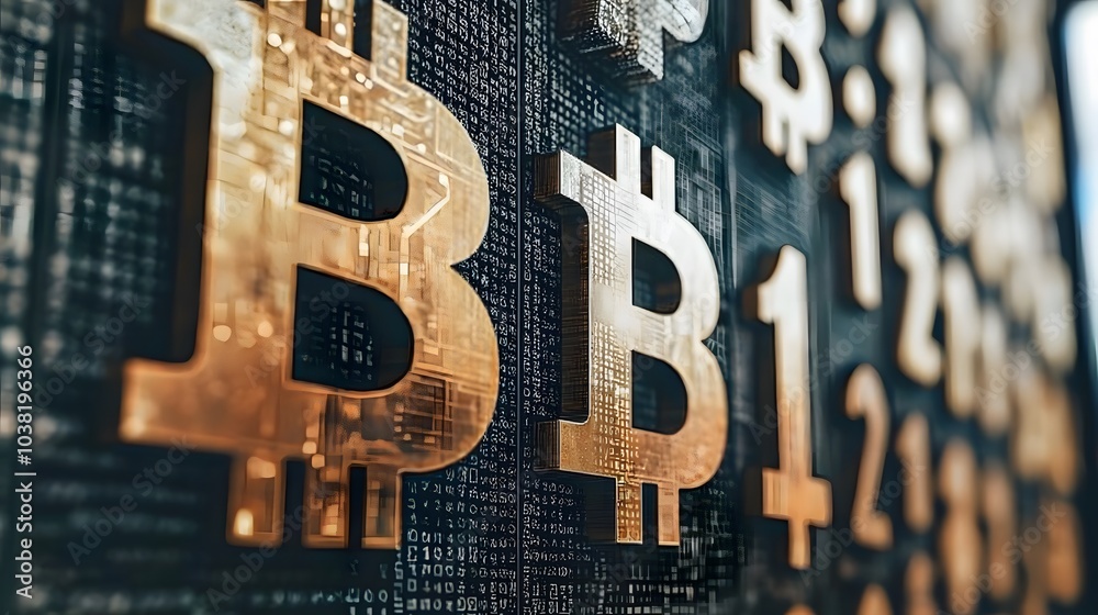 Poster A futuristic, glowing display of cryptocurrency rising trends projected above a trading floor at a national blockchain event