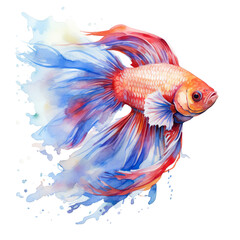 Fototapeta premium Beautiful Flowing Betta Fish, watercolor,vibrant,fins,Aquatic animal,Exotic,Underwater,Tropical,Colorful, Pink,purple,water,pet,realistic,
