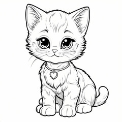 Obraz premium Cute Young Kitten Coloring Book Page