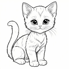 Fototapeta premium Cute Young Kitten Coloring Book Page