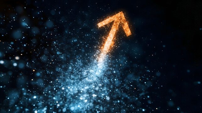 An abstract arrow rising from a sea of data, symbolizing financial growth at a blockchain summit