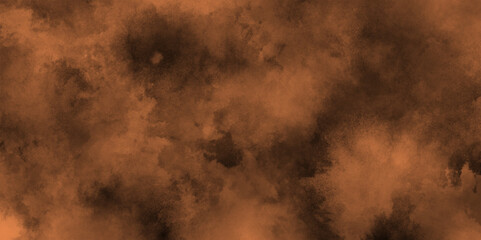 abstract  brown watercolor background hand-drawn with cloudy strokes of brushes, abstract dark brown stained grungy background or texture. Old and grainy grunge texture with smoke. 