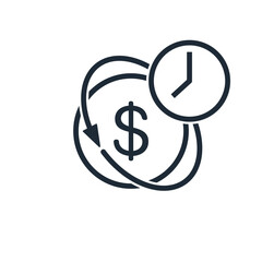 Financial transaction.Time Based Payment.Vector linear icon isolated on white background.