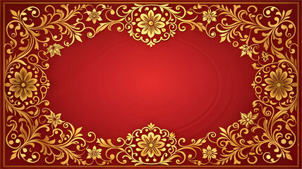 Red and Gold Ornamental Frame for Chinese Festive Celebration