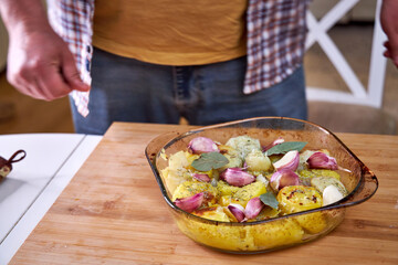 baked potatoes with garlic and herbs