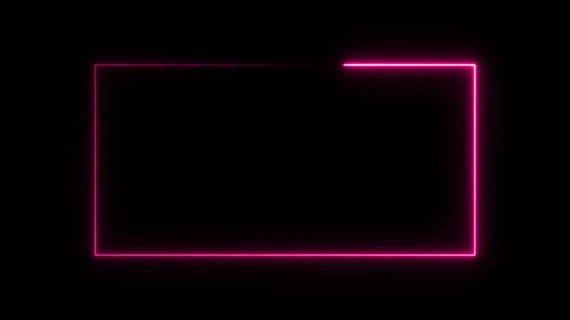 abstract glowing neon rectangle border frame in the shape rectangle glowing and futuristic energy line animation. On the black background.