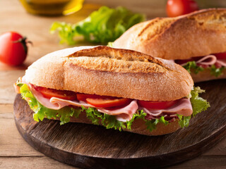 sandwich with ham and vegetables