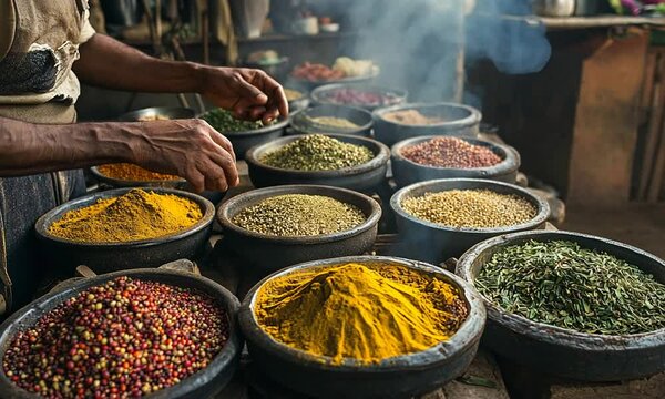 Vibrant Spices at an Indian Market