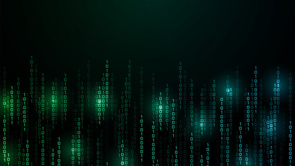 Matrix vector digital code rain in a Matrix inspired futuristic style. Light Effect matrix background. High-tech backdrop with glowing binary characters
