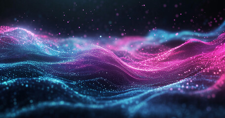 Obraz premium Blue abstract technology data wavy lines in holographic style