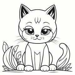 Obraz premium Cute Cat Coloring Book Page