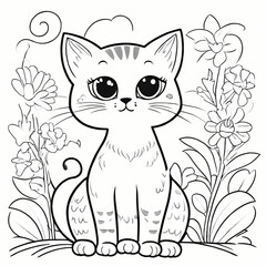 Obraz premium Cute Cat Coloring Book Page