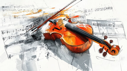 Naklejka premium Elegant Violin Illustration on White Background