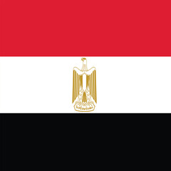 An illustration of Egypt's flag shows three horizontal stripes: red at the top, white in the middle with the golden Eagle of Saladin, and black at the bottom, symbolizing Egypt's history and strength.