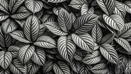 Fototapeta premium Black and White Foliage Background with Botanical Elements for Modern Aesthetic Design, Nature Inspired Art, Minimalist Decor, Elegant Wall Art, Vintage Botanical Style