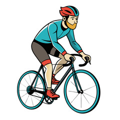 Fototapeta premium Hand-drawn urban cyclist riding a bike in athletic wear through the streets. Perfect for: World Bicycle Day, Urban Streets, Cycling Events