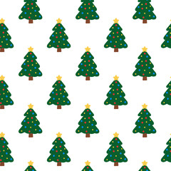 Seamless Pattern with Christmas Tree. Winter Print. Vector Flat illustration.