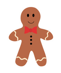 Christmas Gingerbread Cookie Man Character. Vector flat illustration.