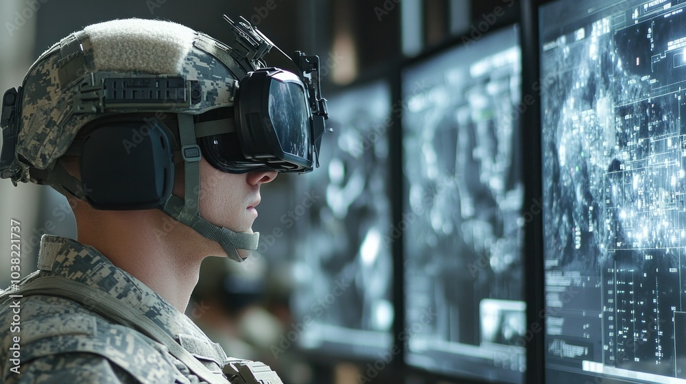 Wall mural military territory scanning with ar, using augmented reality to analyze and scan enemy-controlled re