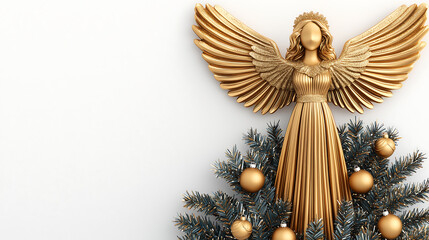 Elegant Golden Angel atop a Festive Christmas Tree Symbolizing Joy and Celebration in Holiday Decor